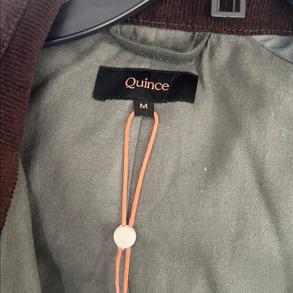 Quince Olive Green Waxed Field Jacket with Brown Corduroy Collar - Picture 2 of 3